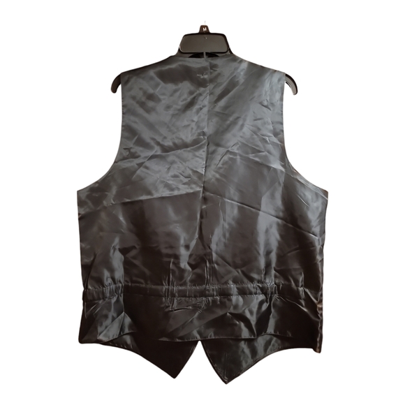 Formal Fashions vest mens size 49 black polyester satin adjustable back waist - Picture 2 of 6